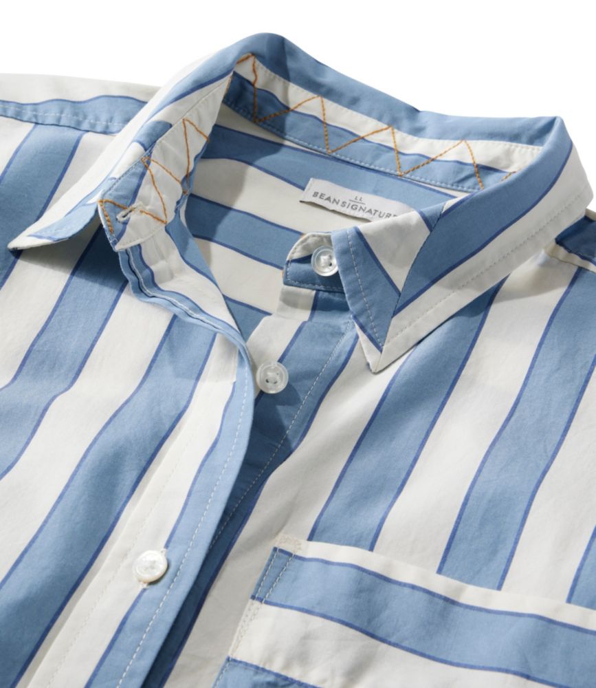 Women's Signature Premium Essential Poplin Shirt, Long-Sleeve Novelty Stripe, Baltic Blue/Sailcloth, small image number 5