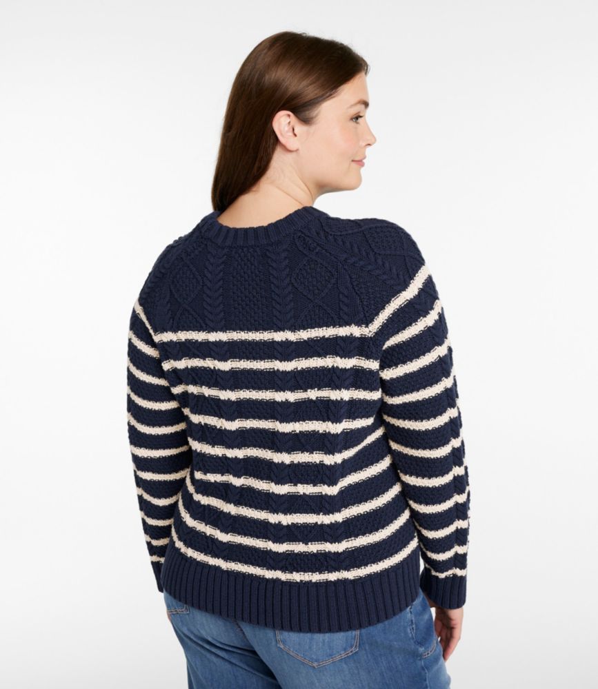 Women's Signature Cotton Fisherman Sweater, Crewneck Stripe