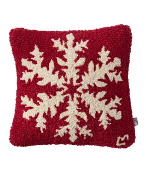 Wool Hooked Throw Pillow, Snowflake, 14" x 14", New
