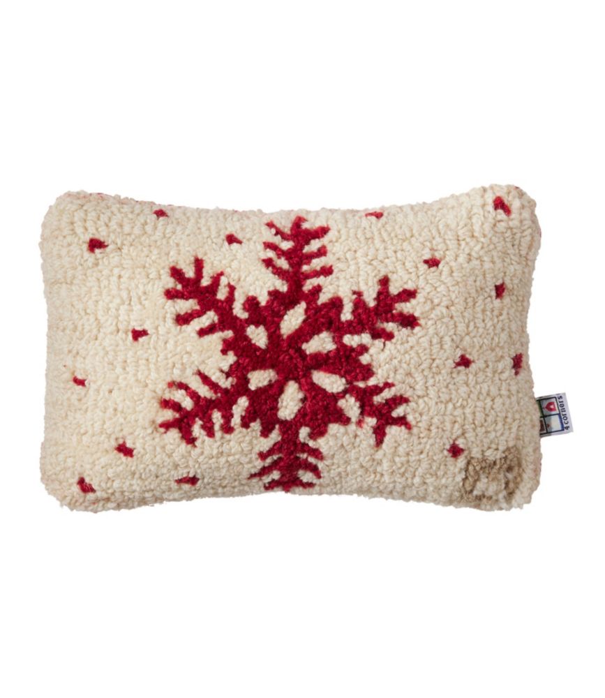 Wool Hooked Throw Pillow, Red Flake, 8" x 12"