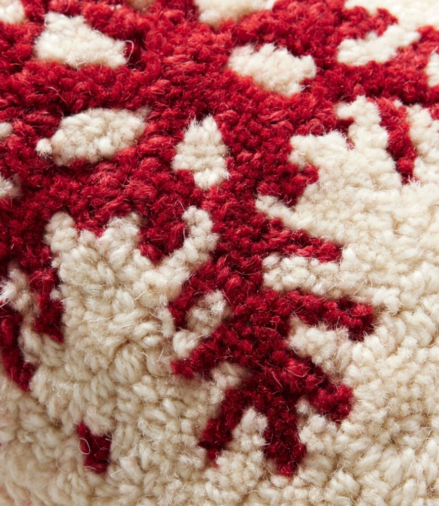 Wool Hooked Throw Pillow, Red Flake, 8" x 12"