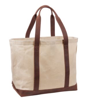 Leather-Trim Waxed Canvas Tote, New