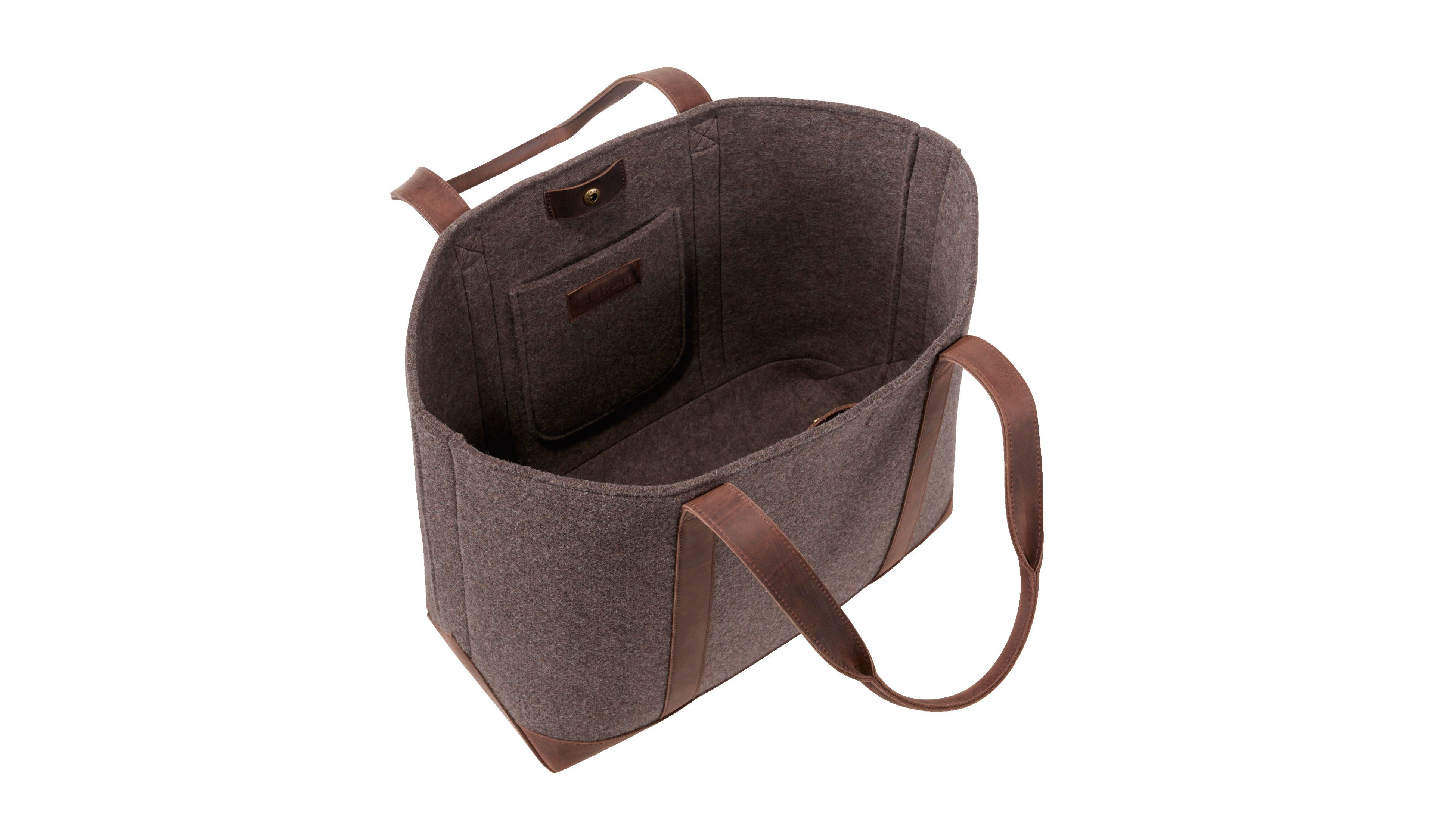 Leather-Trim Wool Tote