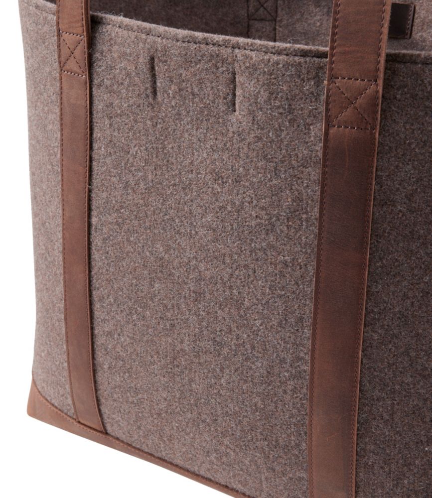Leather-Trim Wool Tote, Cocoa/Brown Leather, small image number 5