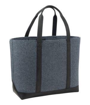 Leather-Trim Wool Tote, New