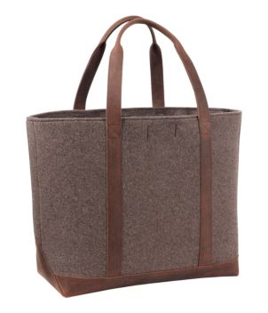 Leather-Trim Wool Tote, New