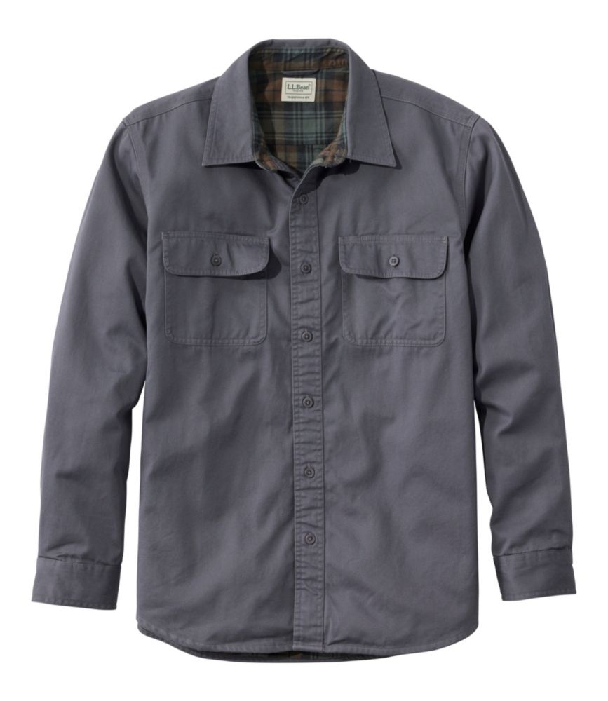 Men's Flannel-Lined Hurricane Shirt, Iron, small image number 1