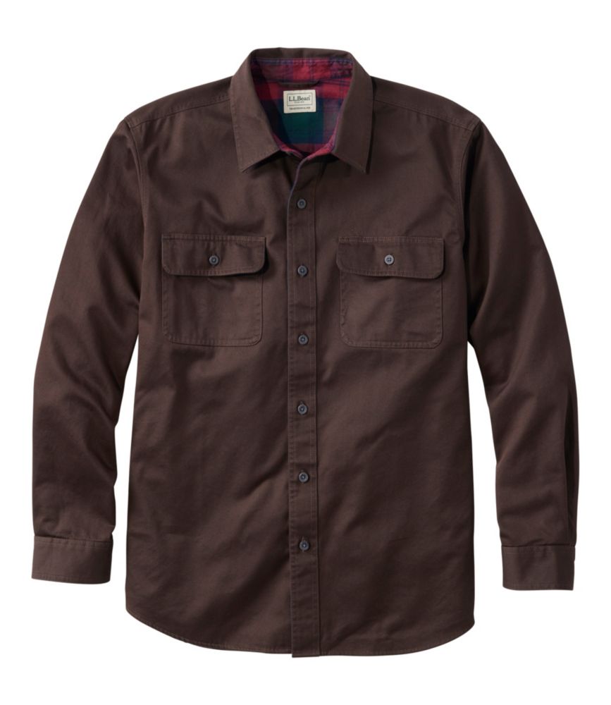 Men's Flannel-Lined Hurricane Shirt, Deepest Brown, small image number 1