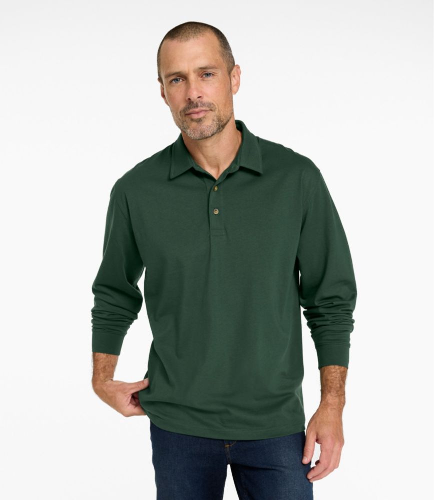 Men's Carefree Unshrinkable Polo, Long-Sleeve, Without Pocket