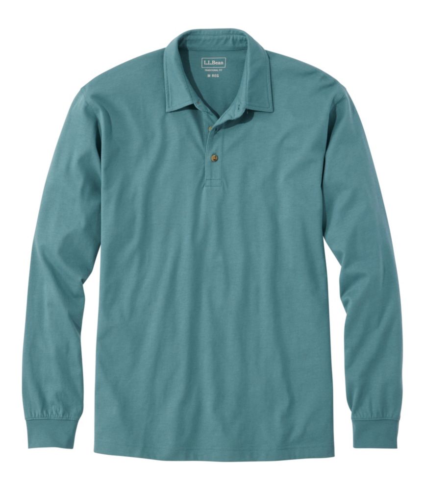 Men's Carefree Unshrinkable Polo, Long-Sleeve, Without Pocket