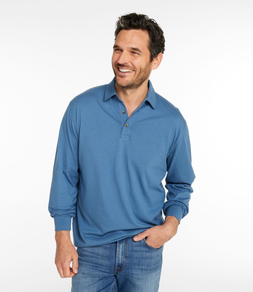 Men's Carefree Unshrinkable Polo, Long-Sleeve, Without Pocket