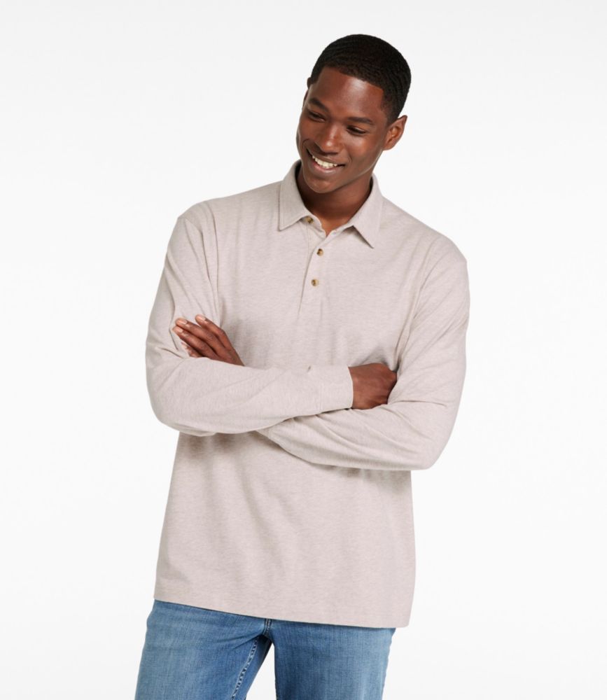 Men's Carefree Unshrinkable Polo, Long-Sleeve, Without Pocket