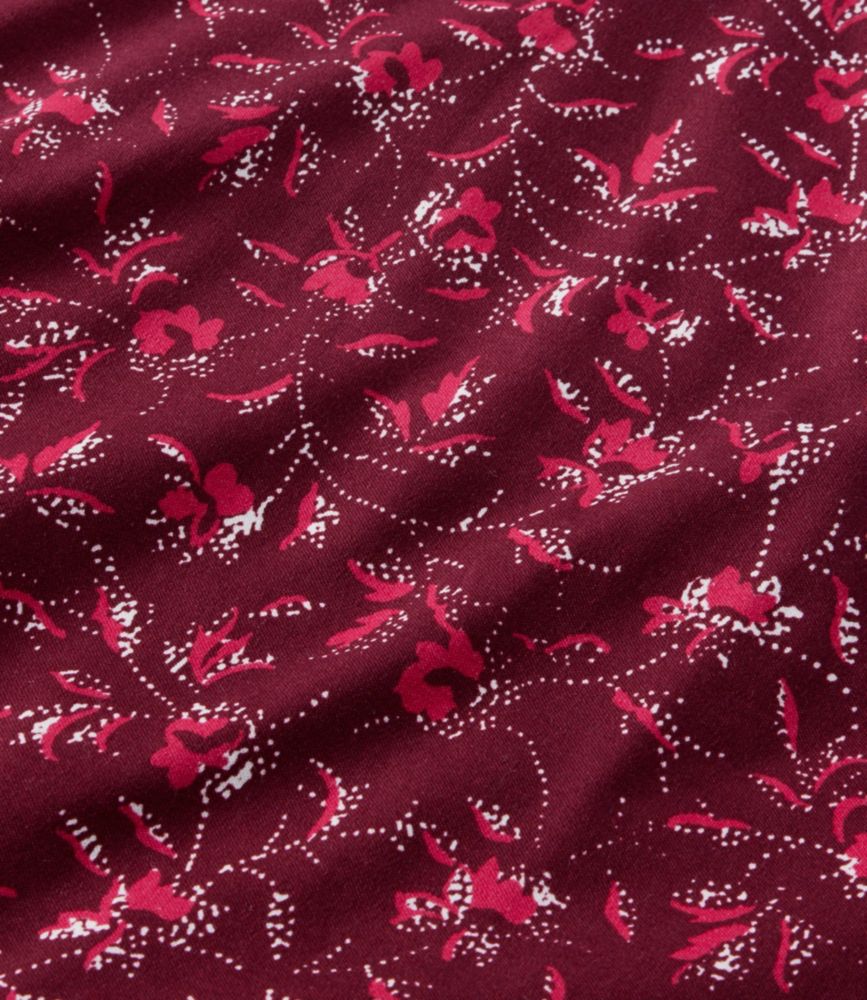 Women's Pima Cotton Tee, Shawl Long-Sleeve Print, Deep Rosewood Dot Floral, small image number 4