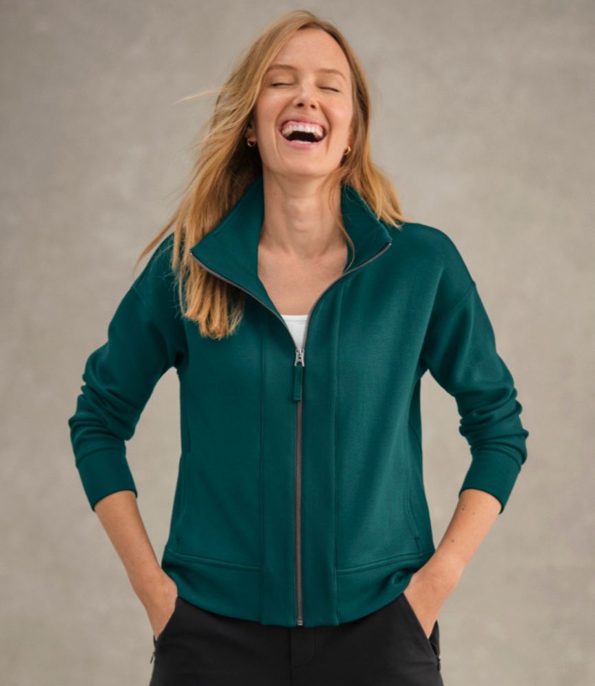 Women's L.L.Bean CloudSoft Top, Full-Zip, Deepest Green, small image number 6