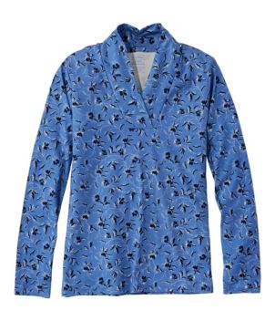 Women's Pima Cotton Tee, Shawl Long-Sleeve Print
