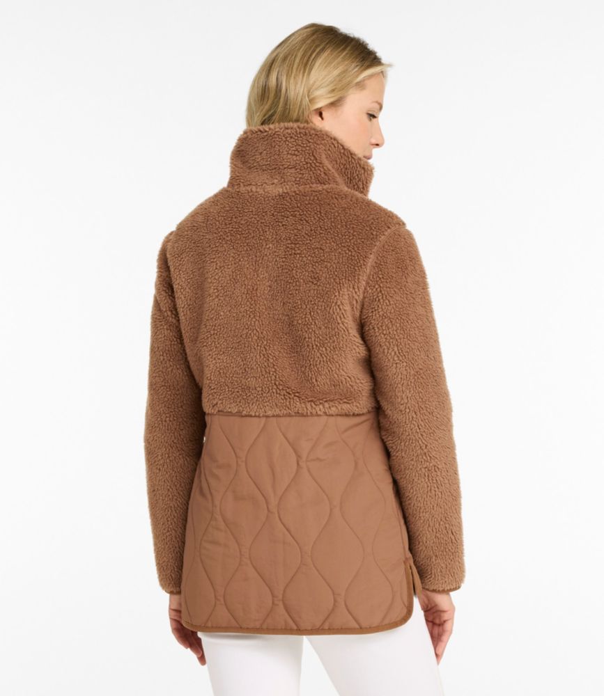 Women's Bean's Mixed Media Sherpa Fleece Jacket, Classic Navy, small image number 3