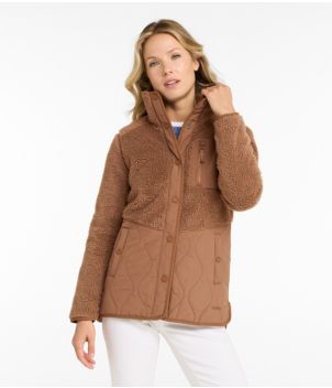 Women's Bean's Mixed Media Sherpa Fleece Jacket, New