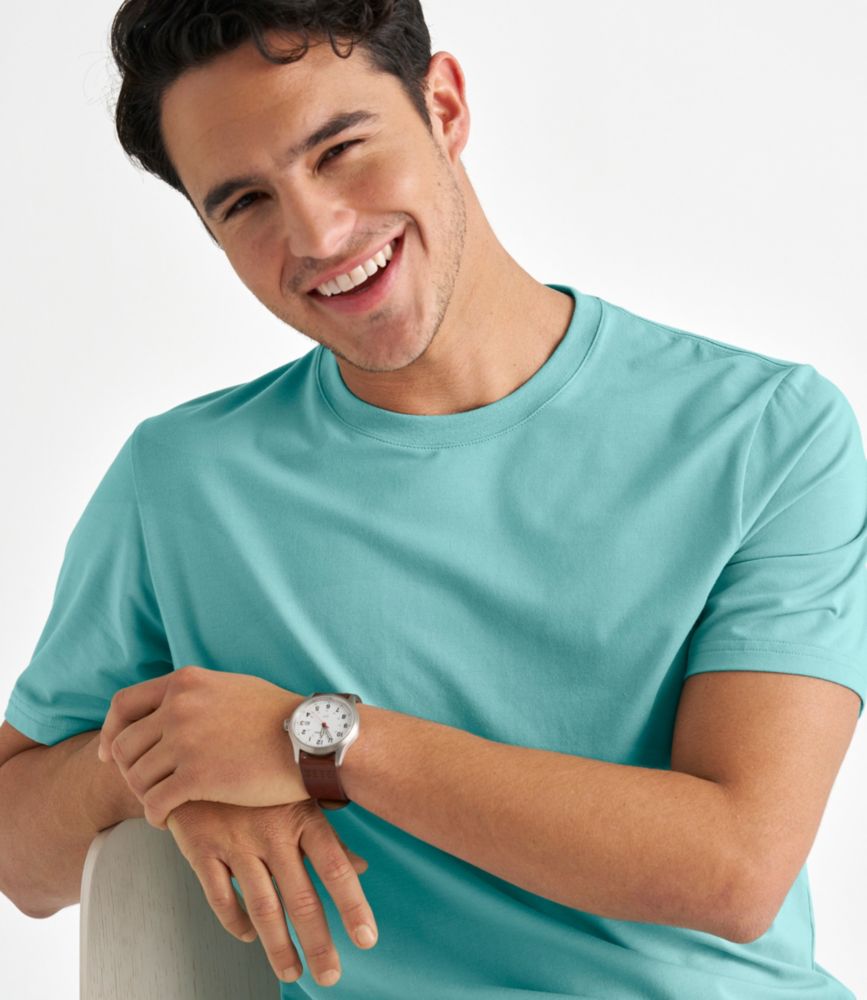 Men's Comfort Stretch Performance&reg; Pima Tee, Short-Sleeve Without Pocket, Blue Tide Heather, small image number 12