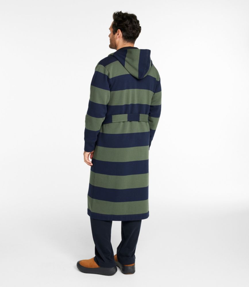 Men's Mariner Fleece Robe, Stripe, Thyme Stripe, small image number 3