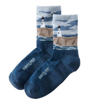 Adults' Farm to Feet Cape Headlight Lighthouse Light Cushion 3/4 Crew Sock, New