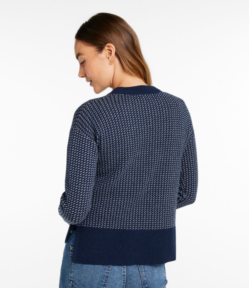 Women's Wicked Soft Cotton/Cashmere Crewneck Sweater, Pattern, Classic Navy Birdseye, small image number 3