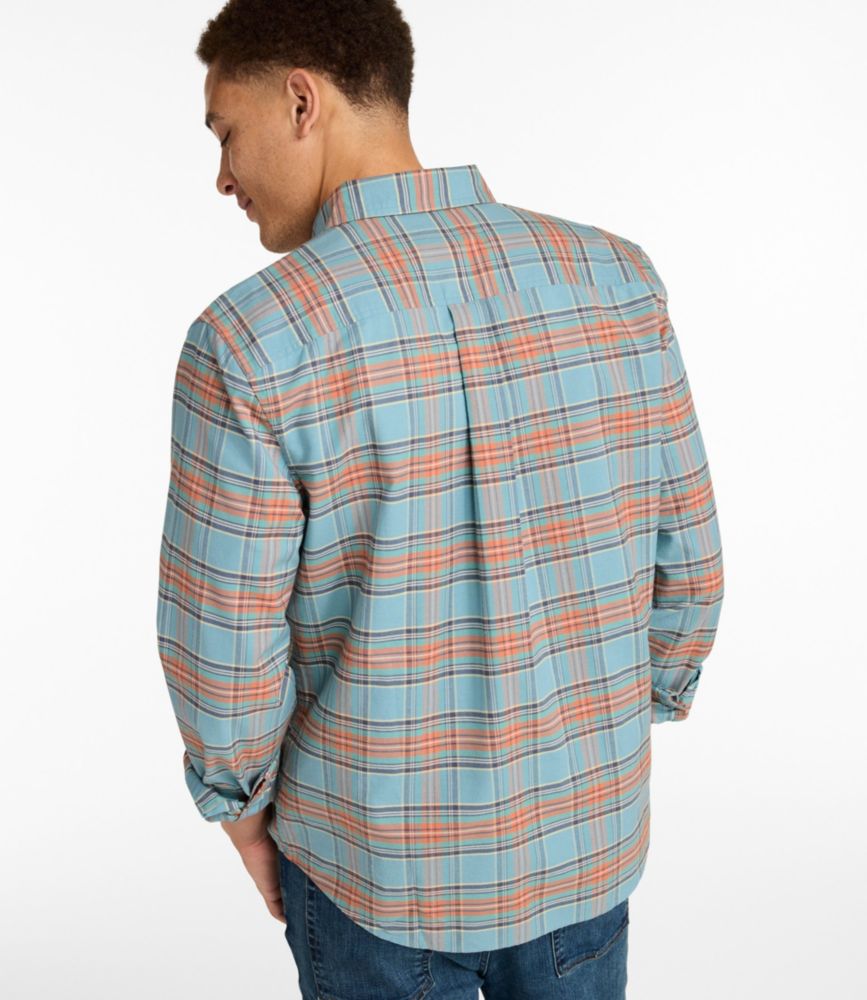 Men's Sunwashed Oxford Shirt, Slightly Fitted Untucked Fit, Plaid, Vintage Indigo, small image number 3