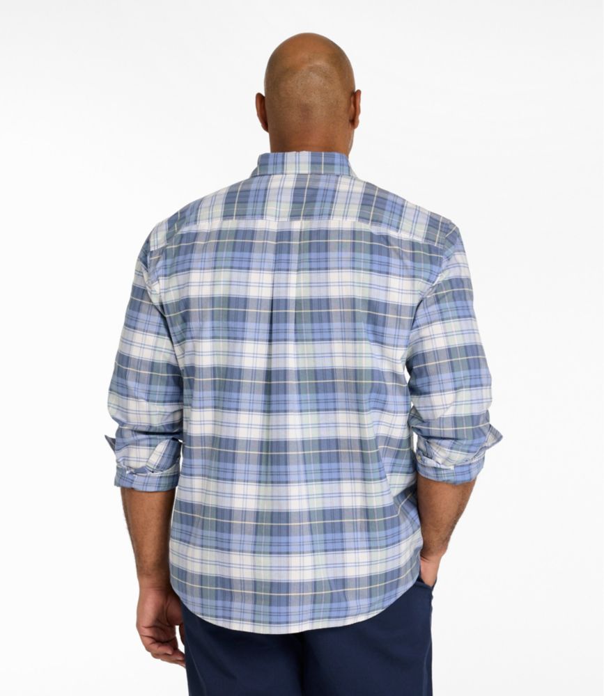 Men's Sunwashed Oxford Shirt, Slightly Fitted Untucked Fit, Plaid, Vintage Indigo, small image number 5