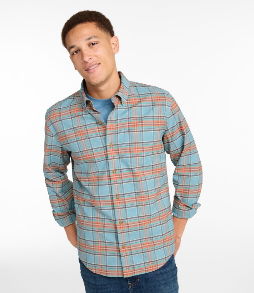 Men's Sunwashed Oxford Shirt, Slightly Fitted Untucked Fit, Plaid