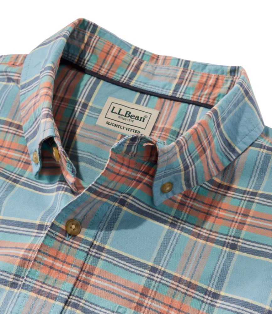 Men's Sunwashed Oxford Shirt, Slightly Fitted Untucked Fit, Plaid
