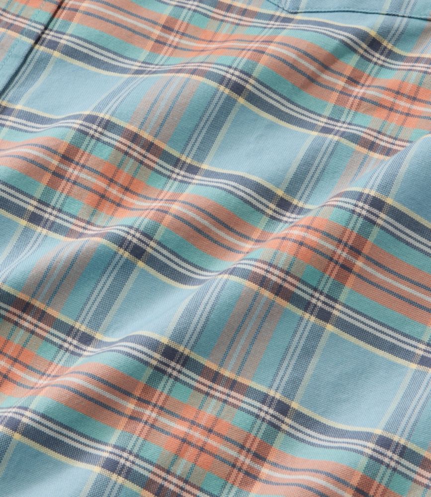 Men's Sunwashed Oxford Shirt, Slightly Fitted Untucked Fit, Plaid