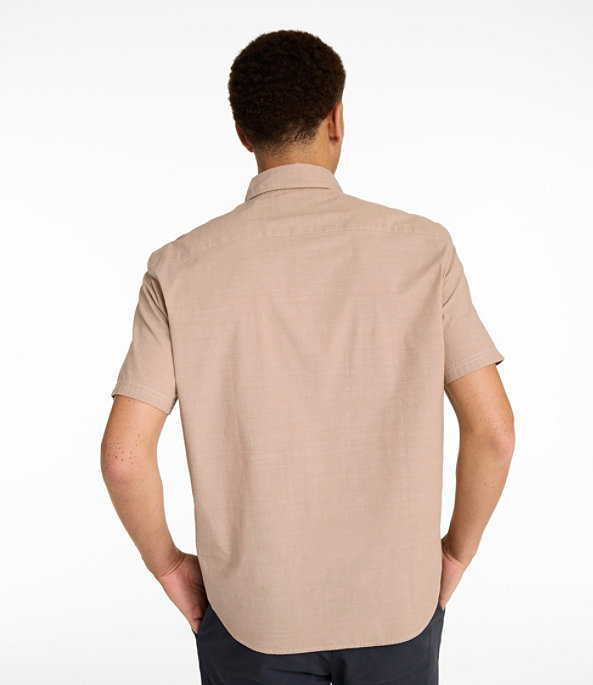 Comfort Stretch Performance Chambray Short Sleeve Shirt Slightly Fitted Men's Regular, Camel Brown, large image number 2