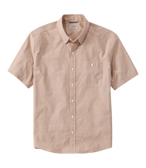 Comfort Stretch Performance Chambray Short Sleeve Shirt Slightly Fitted Men's Regular, Camel Brown, large image number 0