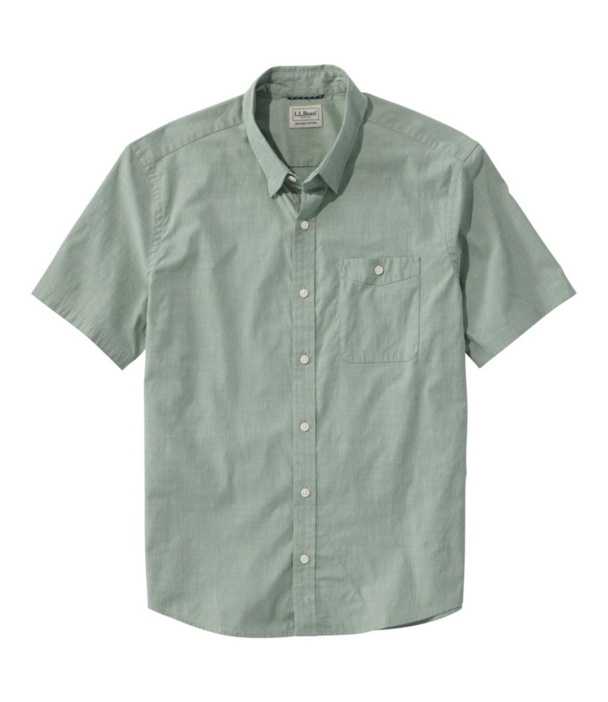 Men's Comfort Stretch Performance® Chambray Shirt, Short-Sleeve, Slightly Fitted Untucked Fit