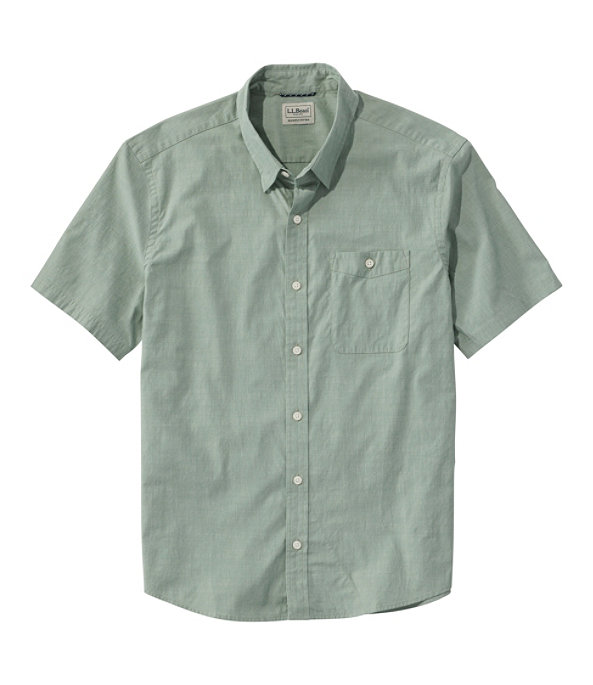Comfort Stretch Performance Chambray Short Sleeve Shirt Slightly Fitted Men's Regular, Faded Sage, large image number 0