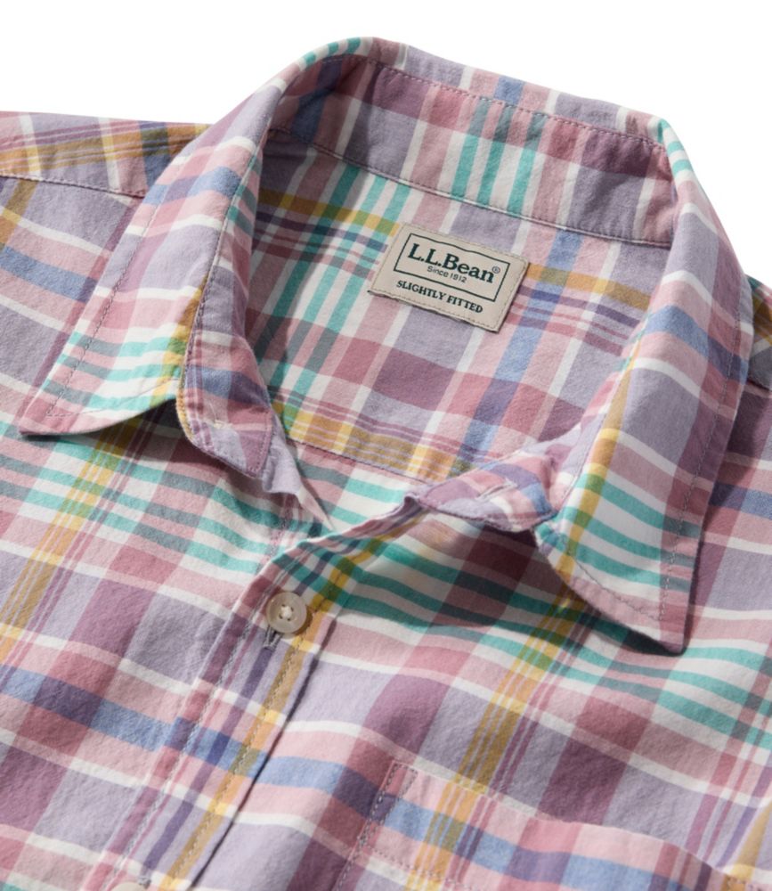 Men's Madras Shirt, Short-Sleeve, Slightly Fitted Untucked Fit, Cobalt Sea, small image number 6