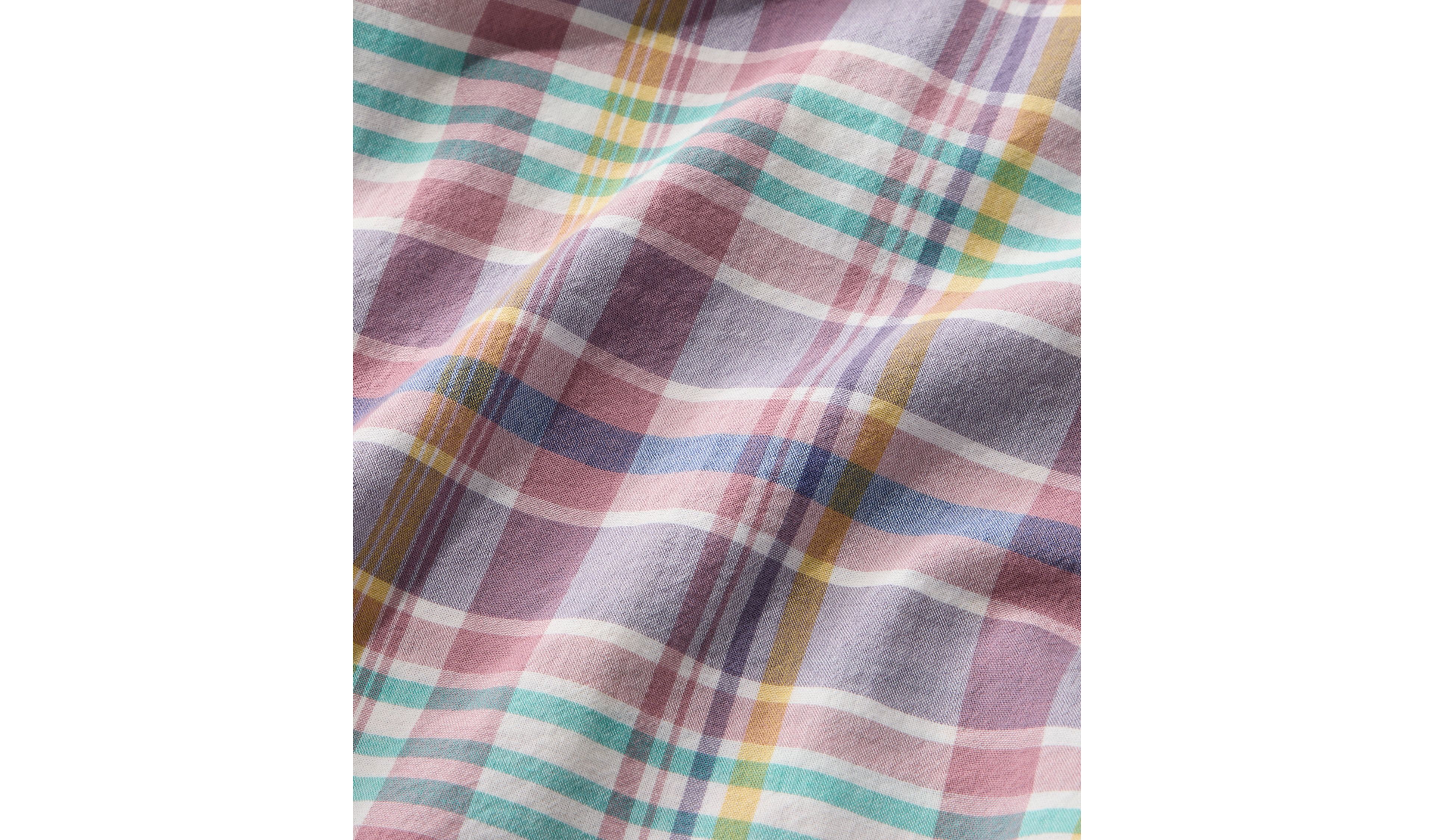 Men's Madras Shirt, Slightly Fitted, Short-Sleeve