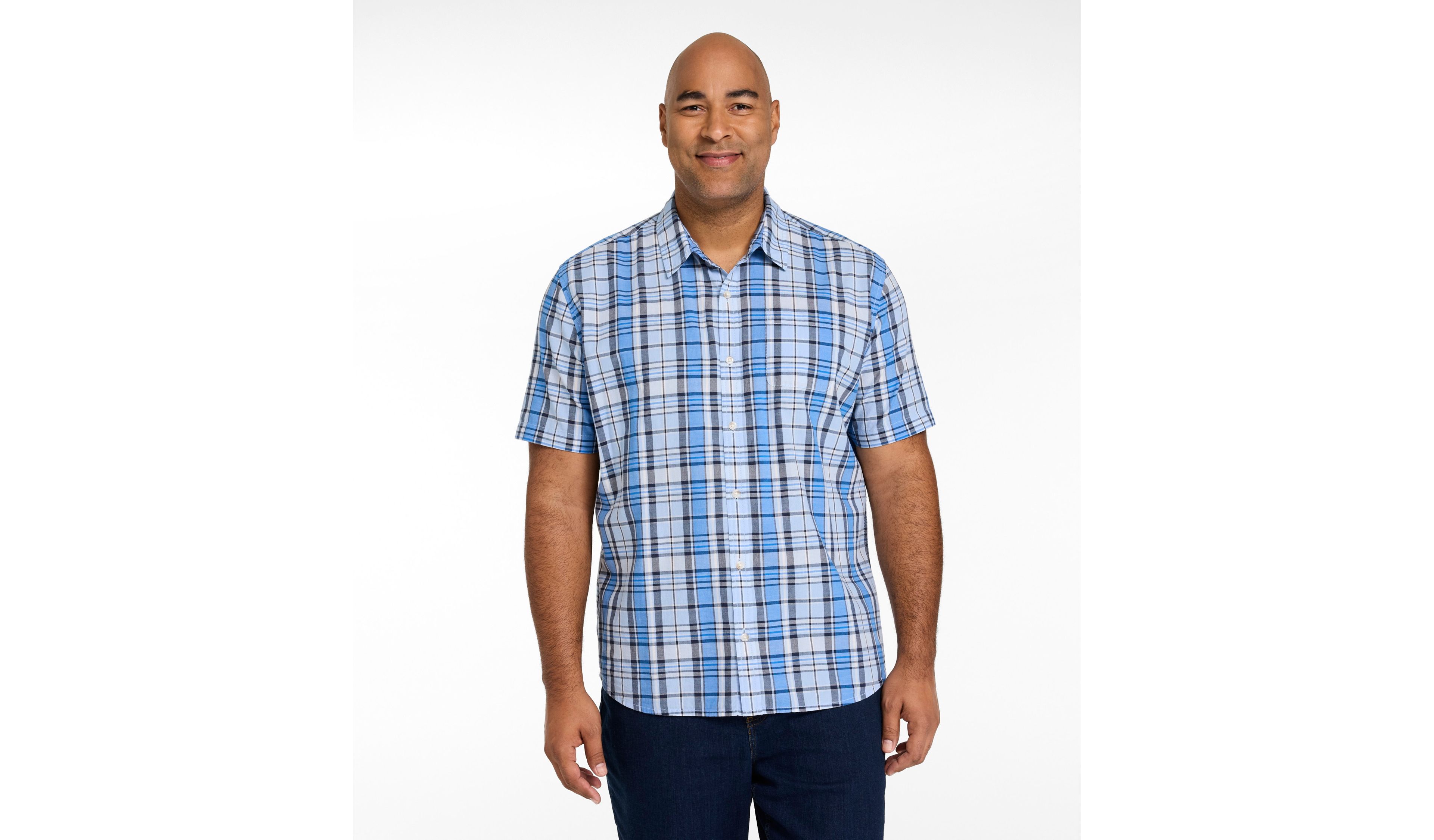 Men's Madras Shirt, Slightly Fitted, Short-Sleeve