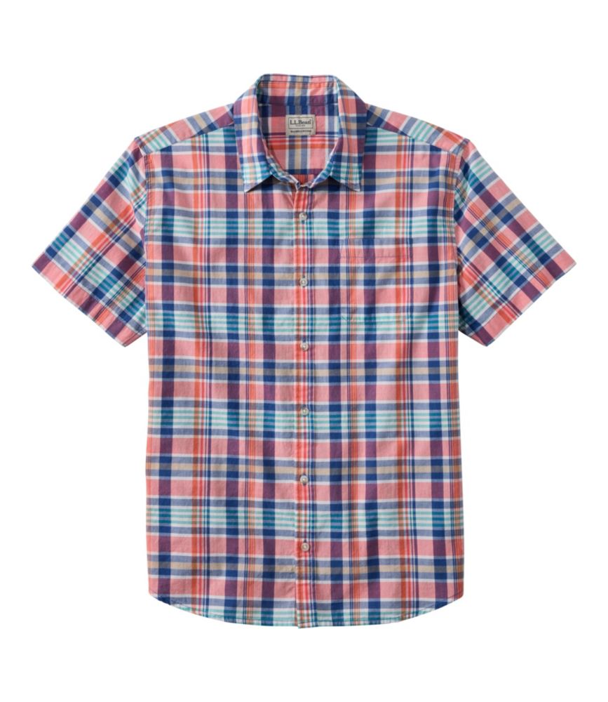Men's Madras Shirt, Short-Sleeve, Slightly Fitted Untucked Fit