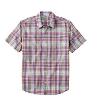 Men's Madras Shirt, Short-Sleeve, Slightly Fitted Untucked Fit, New