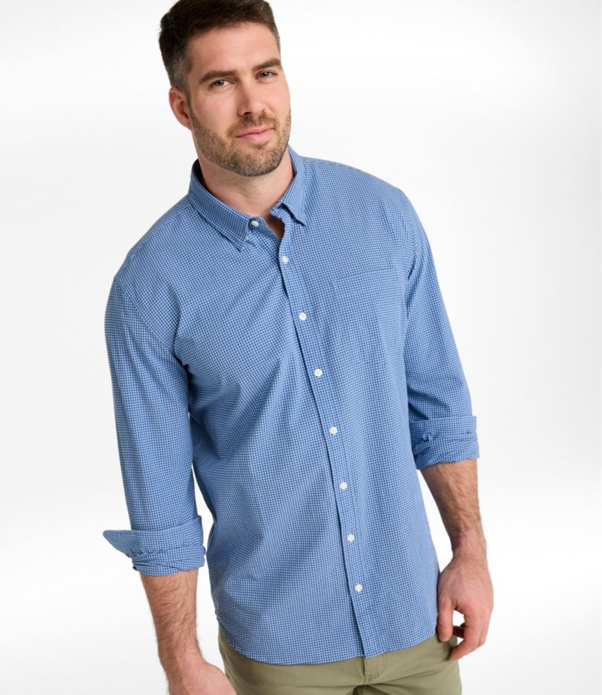 Men's Comfort Stretch Performance&reg; Seersucker Shirt, Long-Sleeve, Slightly Fitted Untucked Fit, Plaid, Pale Rose, small image number 4