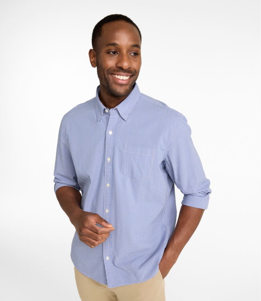 Men's Comfort Stretch Performance® Seersucker Shirt, Long-Sleeve, Slightly Fitted Untucked Fit, Plaid