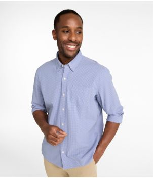 Men's Comfort Stretch Performance® Seersucker Shirt, Long-Sleeve, Slightly Fitted Untucked Fit, Plaid, New
