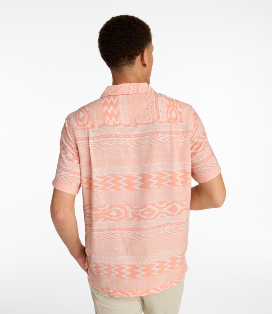 Men's Sunwashed Summer Shirt, Slightly Fitted Untucked Fit, Camel Brown Stripe, small image number 3