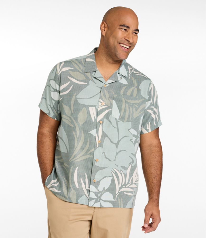 Men's Sunwashed Summer Shirt, Slightly Fitted Untucked Fit, Camel Brown Stripe, small image number 4