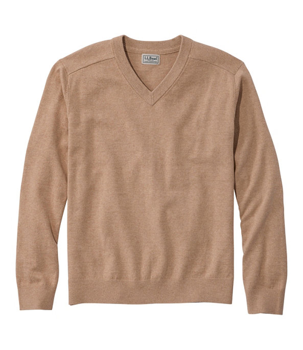 All Seasons Cotton Blend V-Neck Sweater Men's Regular, Khaki Heather, large image number 0