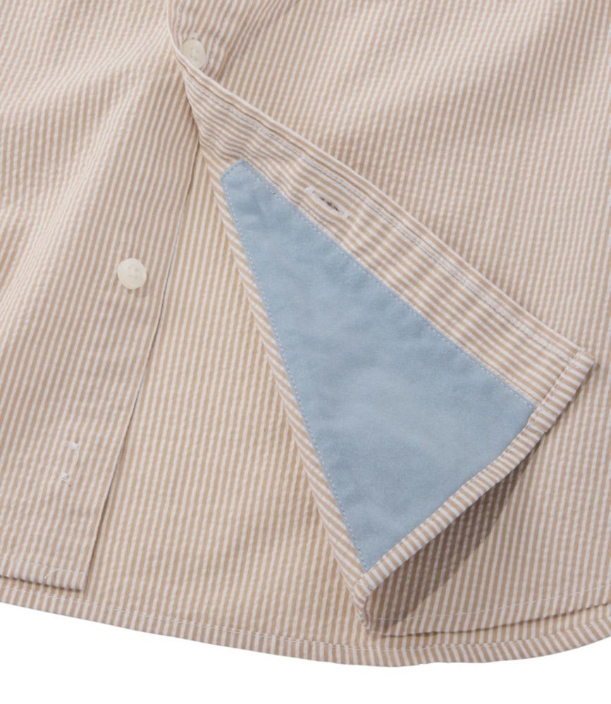 Men's Comfort Stretch Performance&reg; Seersucker Shirt, Short-Sleeve, Slightly Fitted Untucked Fit, Stripe, Classic Navy, small image number 7