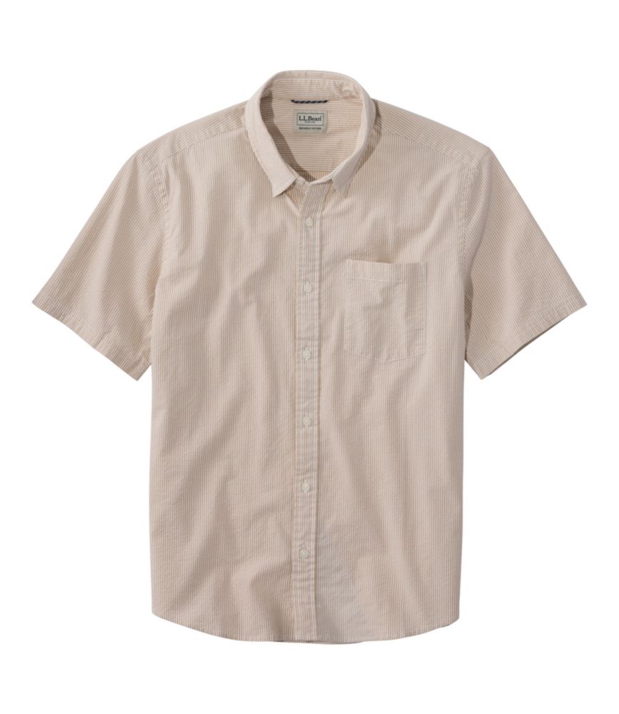 Men's Comfort Stretch Performance® Seersucker Shirt, Short-Sleeve, Slightly Fitted Untucked Fit, Stripe