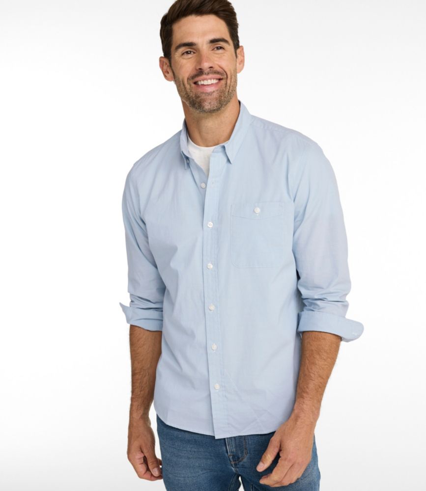 Men's Comfort Stretch Performance&reg; Chambray Shirt, Long-Sleeve, Slightly Fitted Untucked Fit