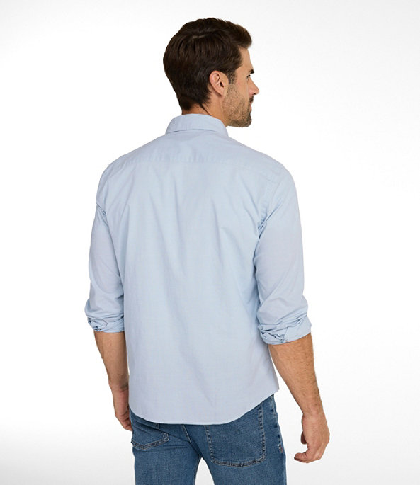 Comfort Stretch Performance Chambray Long Sleeve Shirt Slightly Fitted Men's Regular, , large image number 2