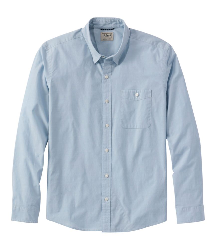 Men's Comfort Stretch Performance&reg; Chambray Shirt, Long-Sleeve, Slightly Fitted Untucked Fit, Light Indigo, small image number 1